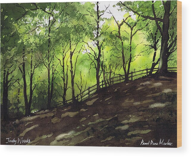 Judy Woods Wood Print featuring the painting Judy Woods by Paul Dene Marlor