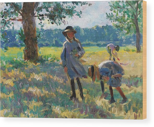 Henri Lebasque.(1865-1937) Kids Playing Wood Print featuring the painting Kids playing by MotionAge Designs