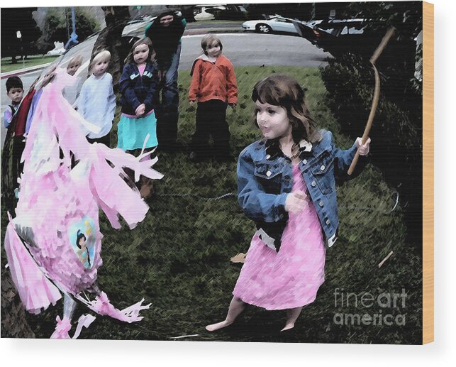 People Wood Print featuring the photograph Killing the Pinata by JoAnn SkyWatcher