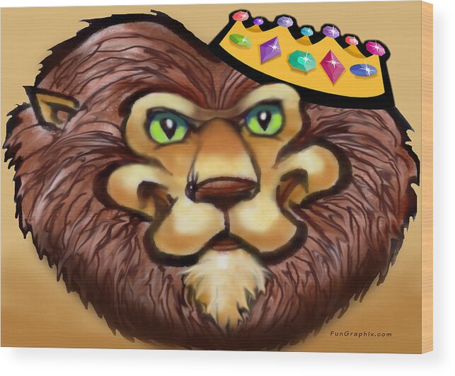 Lion Wood Print featuring the digital art King by Kevin Middleton