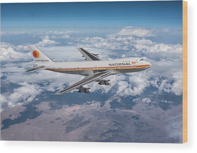 National Airlines Wood Print featuring the digital art Queen of the Skies - The 747 by Erik Simonsen
