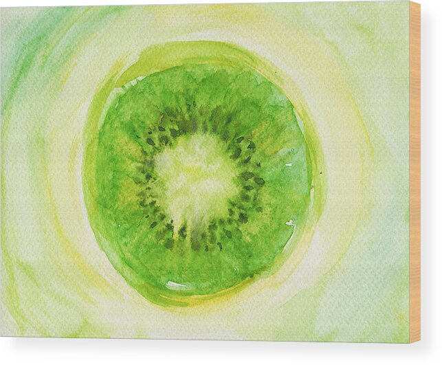 Kiwi Fruit Wood Print featuring the painting Kiwi Fruit by Kathleen Wong