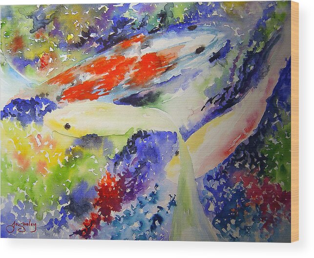 Koi Wood Print featuring the painting Koi by Jo Smoley