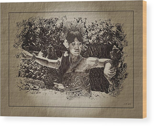 Bali Women Wood Print featuring the photograph Dance,indonesian women by Jean Francois Gil