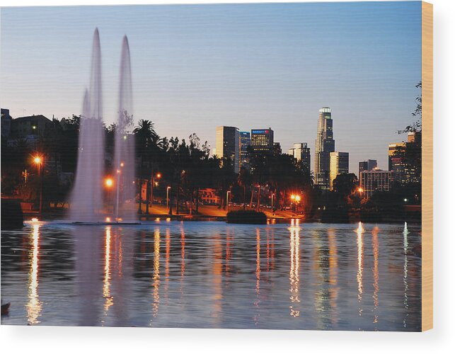 Echo Wood Print featuring the photograph LA from Echo Lake by James Kirkikis