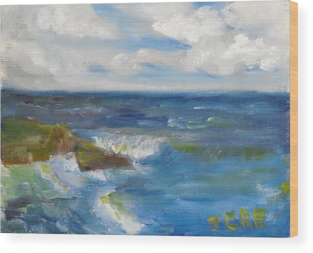 100 Paintings Wood Print featuring the painting La Jolla Cove 037 by Jeremy McKay