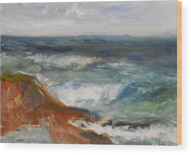 100 Paintings Wood Print featuring the painting La Jolla Cove 058 by Jeremy McKay