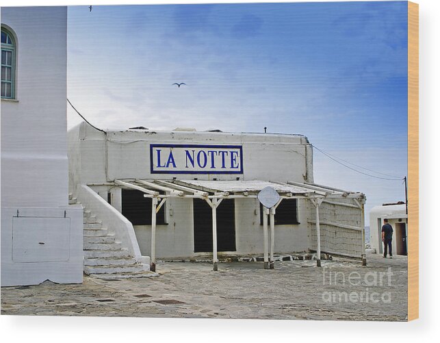 Mykonos Wood Print featuring the photograph La Notte by Madeline Ellis