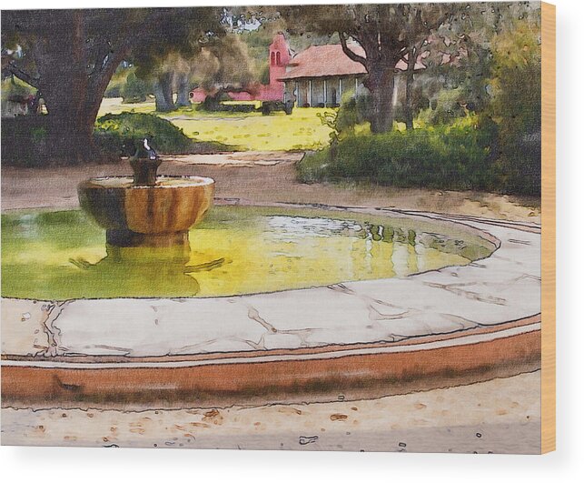 Architecture Wood Print featuring the photograph la Purisima Fountain by Sharon Foster