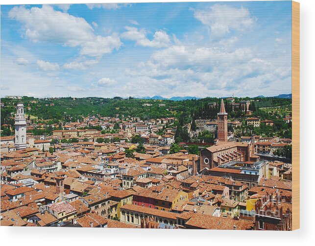 Verona Wood Print featuring the photograph Lamberti Tower View of Verona Italy by Just Eclectic