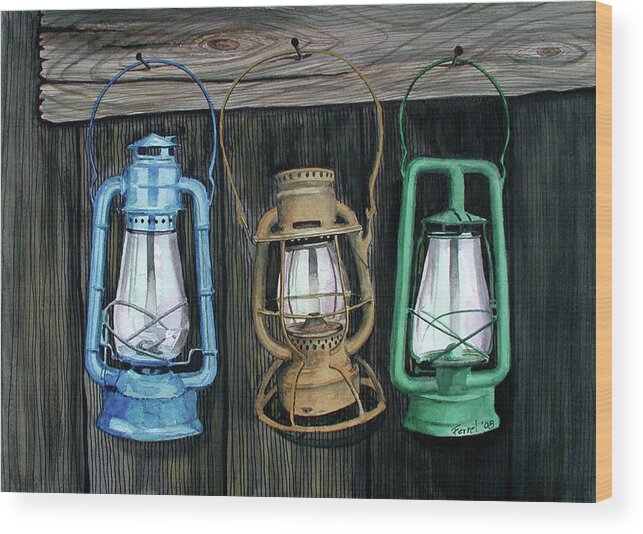 Lanterns Wood Print featuring the painting Lanterns by Ferrel Cordle