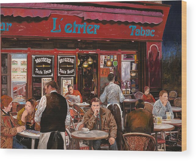 Brasserie Wood Print featuring the painting Le mani in bocca by Guido Borelli