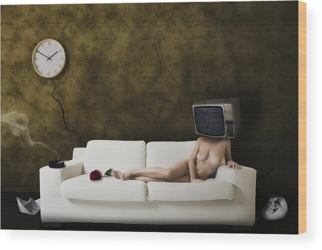 Fine Art Nude Wood Print featuring the photograph Le Rue Du L\'abandon by Stefano Miserini
