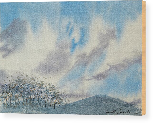 Beautiful Wood Print featuring the painting The Blue Hills of Summer by Dorothy Darden