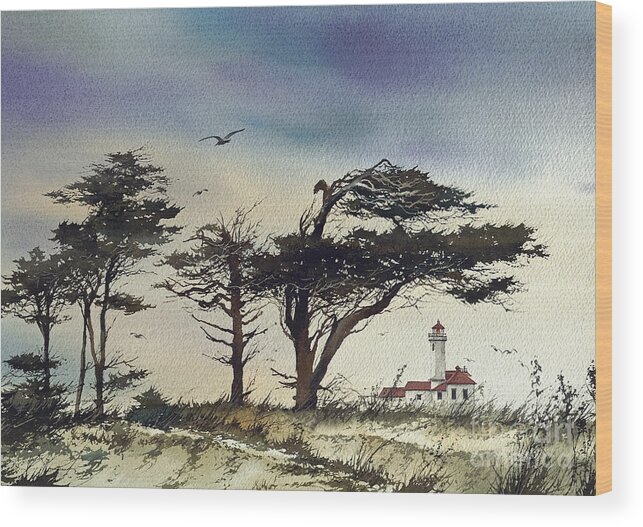 Lighthouse Wood Print featuring the painting Lighthouse Coast by James Williamson