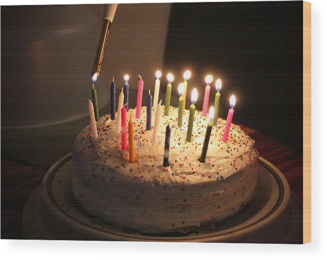 Birthday Wood Print featuring the photograph Lighting The Candles by Cynthia Guinn