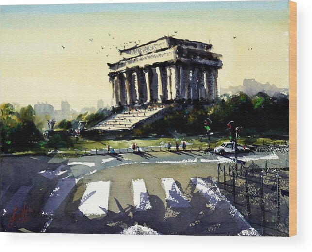Washington Wood Print featuring the painting Lincoln Memorial I by James Nyika