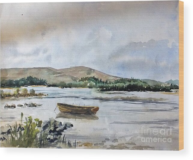 Val Byrne Wood Print featuring the painting F 797 Lough Ennell, Mullingar by Val Byrne