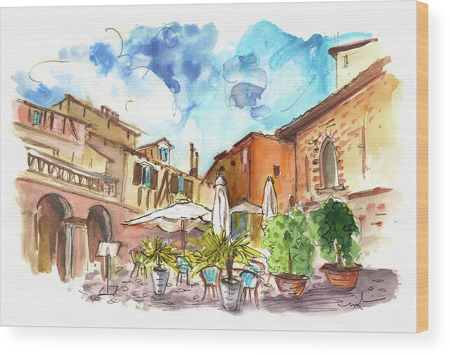 Travel Wood Print featuring the painting Lovely Street Cafe In Albi by Miki De Goodaboom