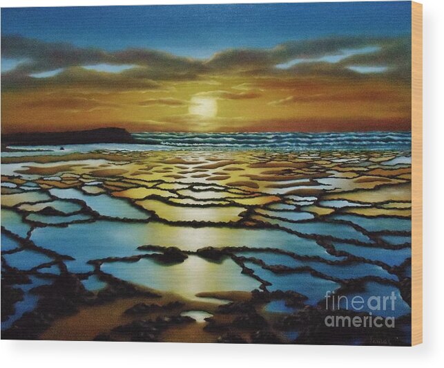 Sunset Wood Print featuring the painting Magical Sunset by Paula Ludovino