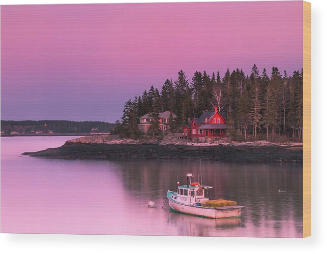 Maine Wood Print featuring the photograph Maine Five Islands Coastal Sunset by Ranjay Mitra
