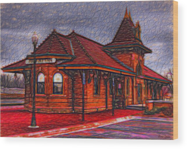 Train Station Wood Print featuring the photograph Manhattan Kansas Train Depot 2 by Anna Louise