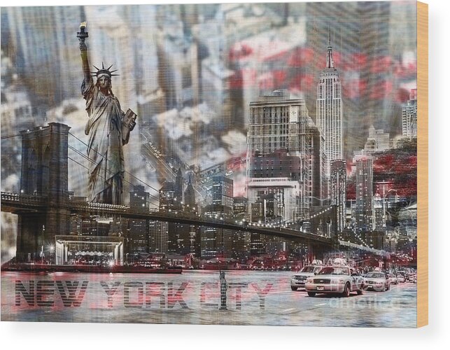 New York Wood Print featuring the photograph Manhatten from above by Hannes Cmarits