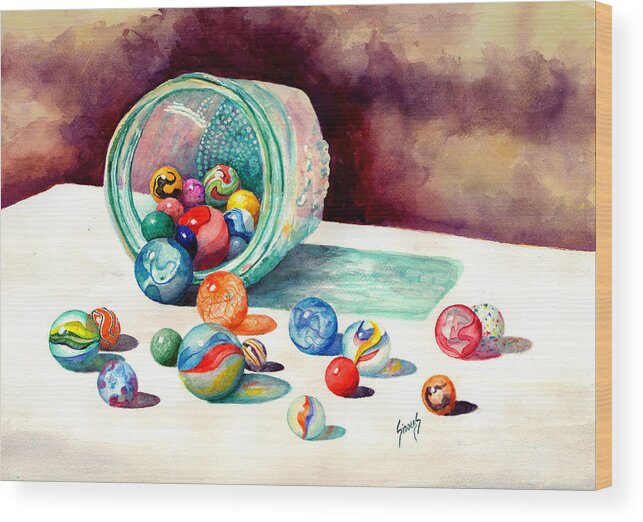 Marble Wood Print featuring the painting Marbles by Sam Sidders