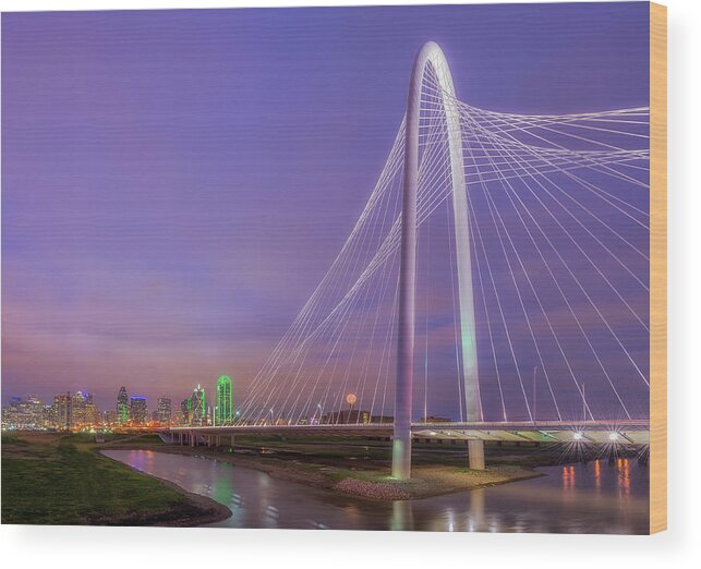 Dallas Wood Print featuring the photograph Margaret Hunt Hill Bridge by DCat Images