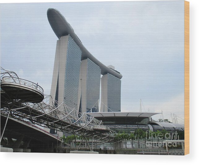 Moshie Safdie Wood Print featuring the photograph Marina Bay Sands 13 by Randall Weidner