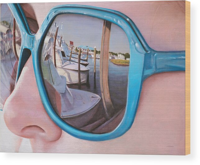 Art Wood Print featuring the pastel Marina Reflection by Christopher Reid