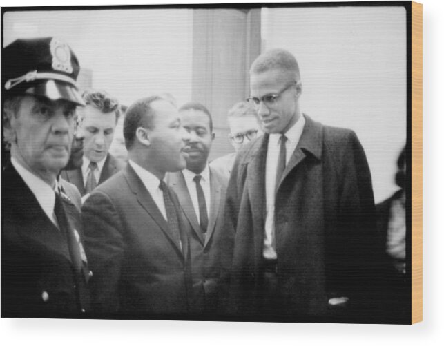 1960s Wood Print featuring the photograph Martin Luther King Jr., And Malcolm X by Everett