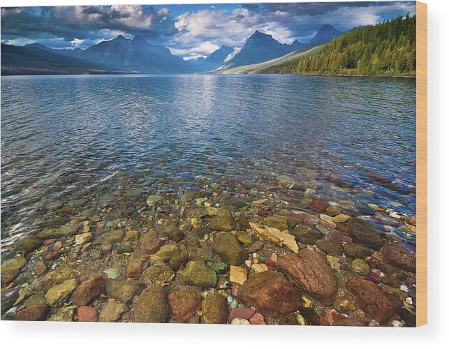 Lake Wood Print featuring the photograph McDonald Lake Colors by Greg Nyquist