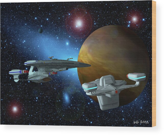 Star Trek Wood Print featuring the digital art Meeting by J Carrell Jones
