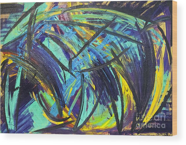 Abstract Wood Print featuring the painting Migraine Aura by Rebecca Weeks