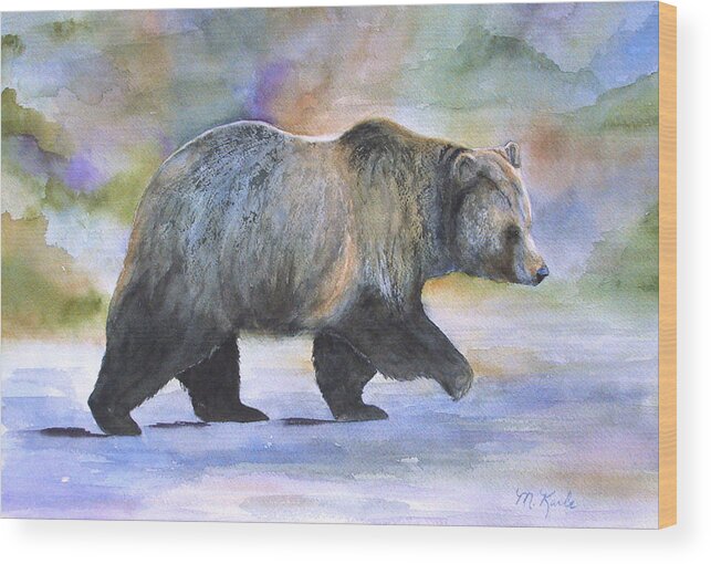Bear Wood Print featuring the painting Miss November by Marsha Karle