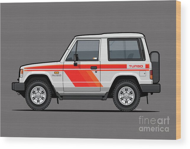 Car Wood Print featuring the digital art Mitsubishi Pajero Montero Shogun 3 Door Turbo Diesel by Tom Mayer II Monkey Crisis On Mars