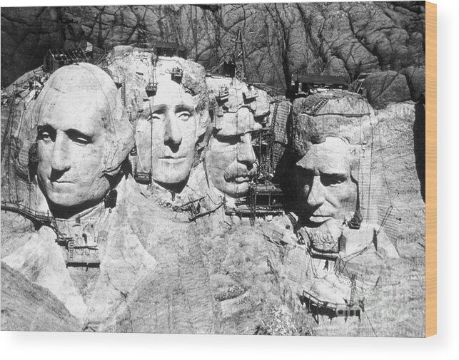 History Wood Print featuring the photograph Mount Rushmore Construction Site, 1930a by Science Source
