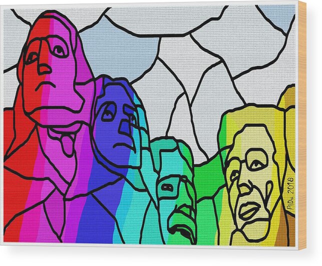Mount-rushmore Wood Print featuring the digital art Mount Rushmore by Piotr Dulski