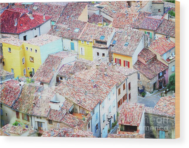 Provence Wood Print featuring the photograph Moustiers Sainte Marie Roofs by Anastasy Yarmolovich
