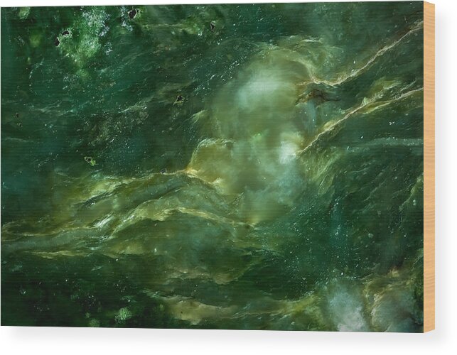 Abstract Wood Print featuring the photograph Nephrite Jade - Alien Sea by Onyonet Photo studios