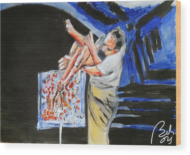 Performance Wood Print featuring the painting New Teller. Sketch IV by Bachmors Artist