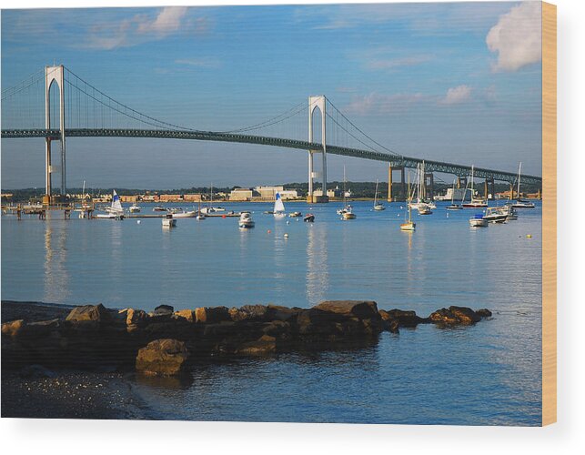 Newport Wood Print featuring the photograph Newport Pell Bridge by James Kirkikis