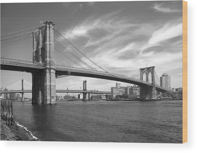 Bridge Wood Print featuring the photograph NYC Brooklyn Bridge by Mike McGlothlen