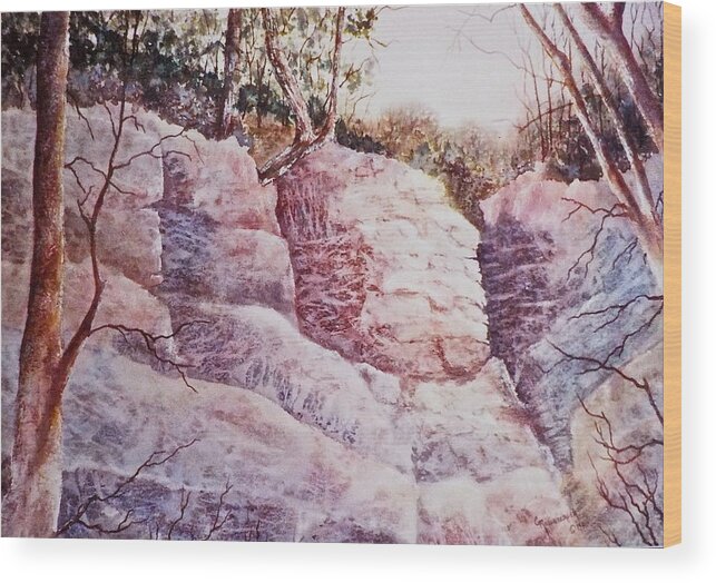 Watercolor Wood Print featuring the painting Oakfield Ridge by Carolyn Rosenberger
