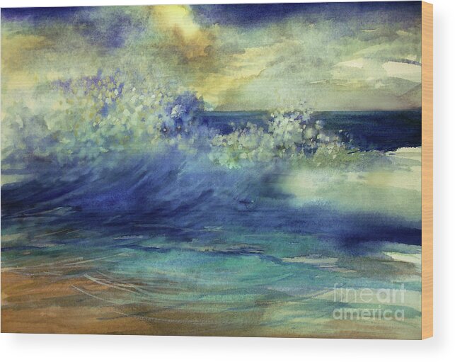 Ocean Wood Print featuring the painting Ocean by Allison Ashton