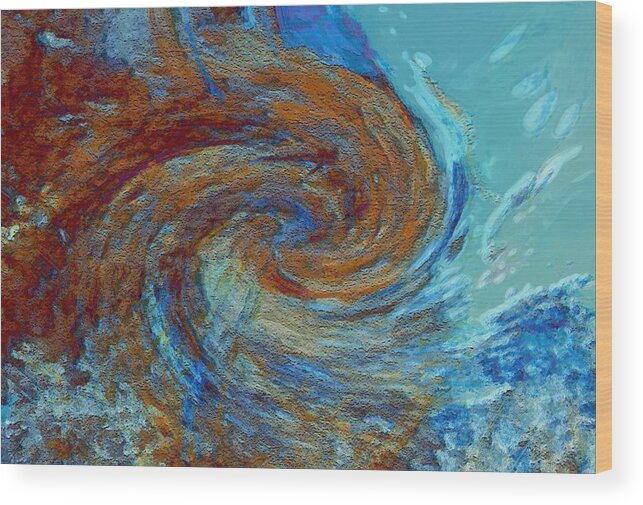 Hurricane Wood Print featuring the digital art Ocean colors by Linda Sannuti