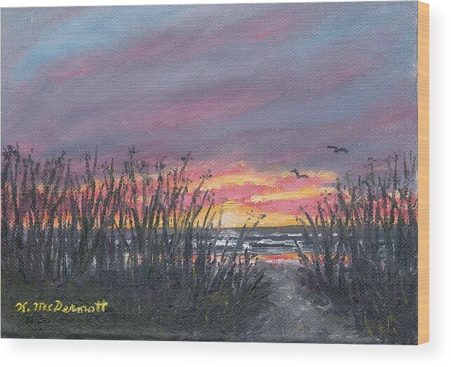 Sunrise Wood Print featuring the painting Ocean Daybreak by Kathleen McDermott