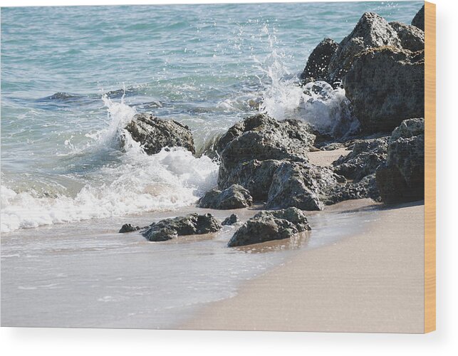 Ocean Wood Print featuring the photograph Ocean Drive Rocks by Rob Hans