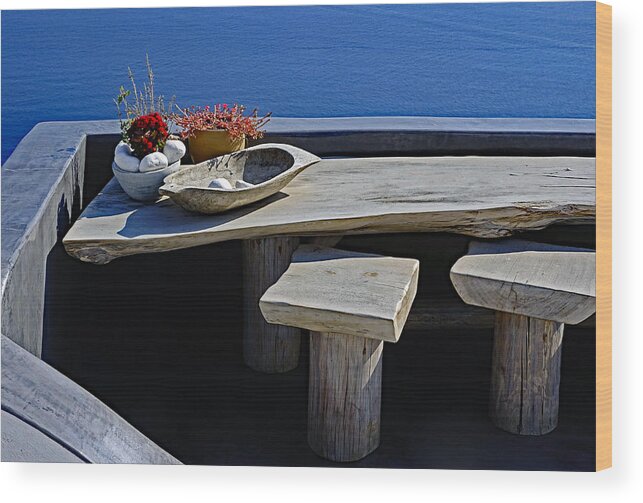 Mediterranean Wood Print featuring the photograph Oia Still Life On The Greek Island Of Thira by Rick Rosenshein